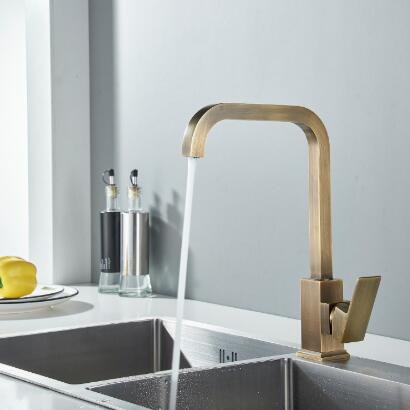 Kitchen Taps Brass Kitchen Sink Water Tap 360 Rotate Swivel Tap Antique Bronze Mixer Single Holder TA0128 - Click Image to Close