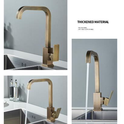 Kitchen Taps Brass Kitchen Sink Water Tap 360 Rotate Swivel Tap Antique Bronze Mixer Single Holder TA0128 - Click Image to Close