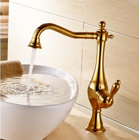 Antique Classic Golden Printed Bathroom Mixer Sink Tap TA015G