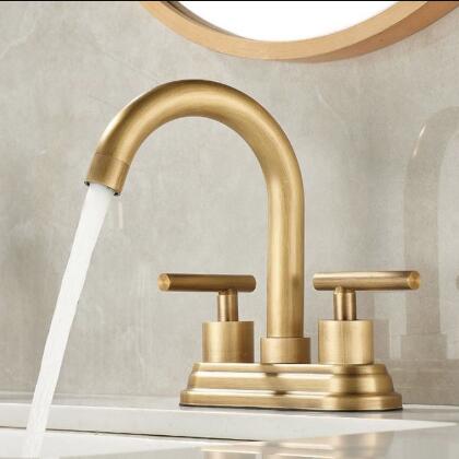 Brass Antique Bathroom Sink Taps 2 Handles Centerset Traditional Basin Tap TA0167