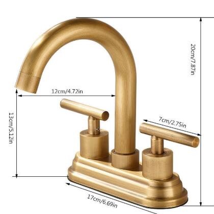 Brass Antique Bathroom Sink Taps 2 Handles Centerset Traditional Basin Tap TA0167