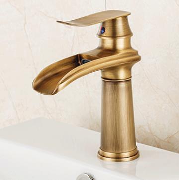 Antique Basin Tap Antique Brass Waterfall Mixer Bathroom Sink Tap TA0178 - Click Image to Close