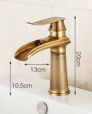 Antique Basin Tap Antique Brass Waterfall Mixer Bathroom Sink Tap TA0178 - Click Image to Close