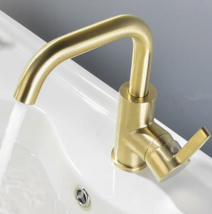 Brass Nickel Brushed Golden Rotatable Mixer Basin Tap Bathroom Sink Tap TA0188G - Click Image to Close