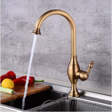 Antique Brass Single Handle Rotatable Mixer Water Kitchen Sink Tap TA0190 - Click Image to Close