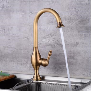 Antique Brass Single Handle Rotatable Mixer Water Kitchen Sink Tap TA0190 - Click Image to Close