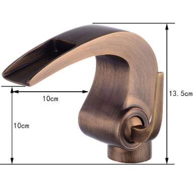 Antique Basin Tap Brass Waterfall Art Designed Bathroom Sink Tap TA0195 - Click Image to Close