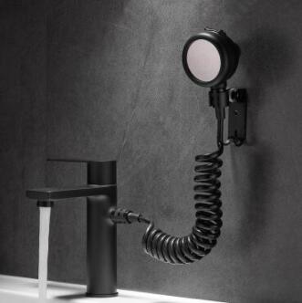 Black Brass Basin Tap With Hand Shower Washing Head Designed Bathroom Sink Tap TA0218B - Click Image to Close