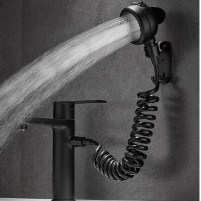 Black Brass Basin Tap With Hand Shower Washing Head Designed Bathroom Sink Tap TA0218B - Click Image to Close