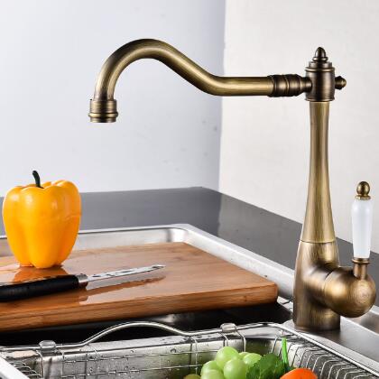 Antique Brass Rotatable Mixer Water Kitchen Sink Tap TA0228A