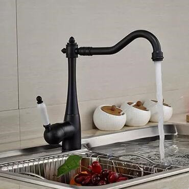 Antique Black Bronze Brass Rotatable Mixer Water Kitchen Sink Tap TA0228B - Click Image to Close