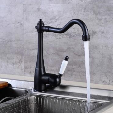 Antique Black Bronze Brass Rotatable Mixer Water Kitchen Sink Tap TA0228B - Click Image to Close