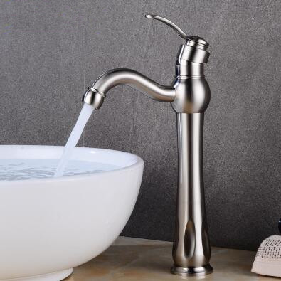 Nickel Brushed Brass Mixer Water Rotatable High Version Bathroom Sink Tap TA0260NH