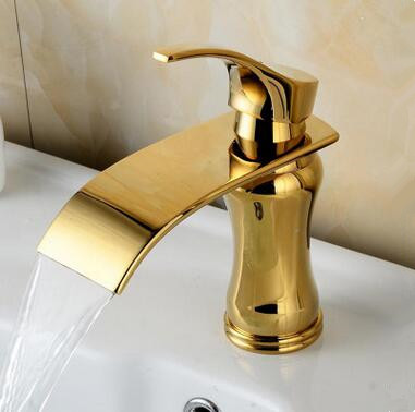 New Fashion Golden Printed Waterfall Mixer Bathroom Sink Tap TA0268G