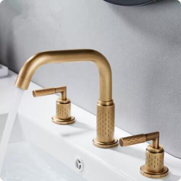 Antique Brass Three-pieces Rotatable Mixer Bathroom Sink Taps Bath Taps TA0278