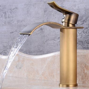 Antique Basin Tap Brass Waterfall Mixer Water Bathroom Sink Tap TA0280