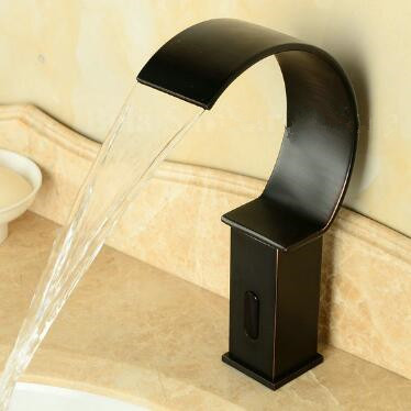 Automatic Tap Antique Black Bronze Brass Waterfall Hands Free Bathroom Sink Tap TA0295B - Click Image to Close