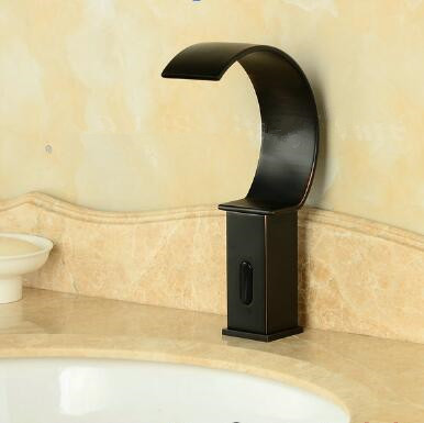 Automatic Tap Antique Black Bronze Brass Waterfall Hands Free Bathroom Sink Tap TA0295B - Click Image to Close