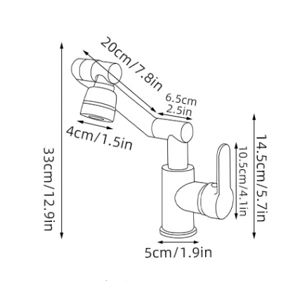 360 Degree Two Outlet Modes Rotating Spray Single Handle Kitchen/Bathroom Sink Tap TA0297 - Click Image to Close