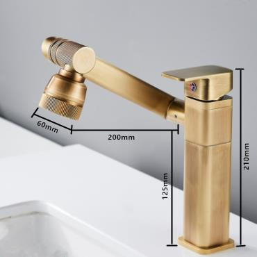 Antique Brass Multi-function Rotatable Mixer Bathroom Sink Tap TA0298 - Click Image to Close