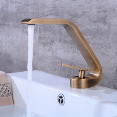 Antique Brass Bathroom Sink Tap Art Designed Mixer Tap TA0459 - Click Image to Close