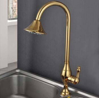 Antique Brass Gold Printed Single Handle Rotatable kItchen Sink Tap TA077C - Click Image to Close