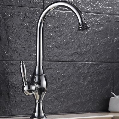 Chrome Brass Kitchen Basin Tap Single Handle One Hole Rotatable Rainfall Tap TA077CS - Click Image to Close