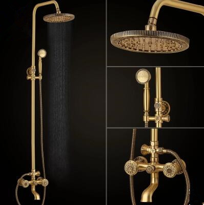 Luxurious Antique Brass 360° Rotatable Shower Head Bathroom Shower Set TA1350C - Click Image to Close