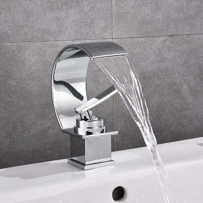 Bathroom Basin Tap Chrome Finished Brass Waterfall Tap TA1356 - Click Image to Close