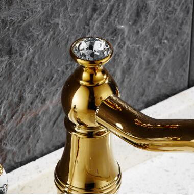 Antique Brass Golden Printed Classic Ceramics Handle Mixer Bathroom Sink Tap TA143G