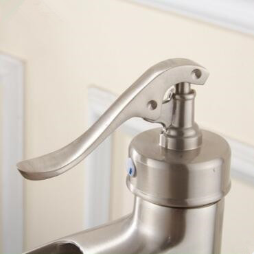 Brass Nickel Brushed Waterfall Bathroom Sink Tap TA170N - Click Image to Close