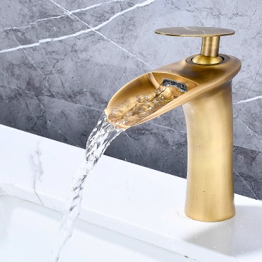 Antique Brass Waterfall Bathroom Mixer Sink Tap TA188W - Click Image to Close