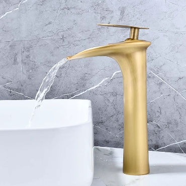 Antique Brass Waterfall Bathroom Mixer Sink Tap High Version TA188WH - Click Image to Close