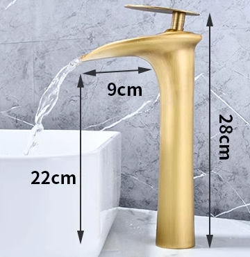Antique Brass Waterfall Bathroom Mixer Sink Tap High Version TA188WH - Click Image to Close