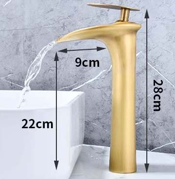 Antique Brass Waterfall Bathroom Mixer Sink Tap High Version TA188WH