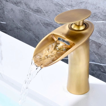 Antique Brass Waterfall Bathroom Mixer Sink Tap TA188W - Click Image to Close