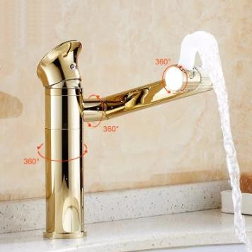 Antique Brass Golden Single Hole 360° Rotatable Mixer Sink Tap TA208G - Click Image to Close