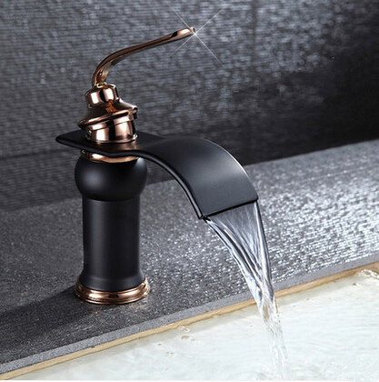Antique Black Bronze Brass Bathroom Sink Tap Mixer Waterfall Tap TA228B