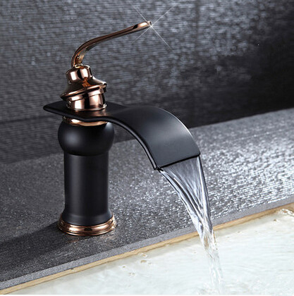 Antique Black Bronze Brass Bathroom Sink Tap Mixer Waterfall Tap TA228B - Click Image to Close