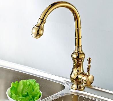 New Antique Brass Golden Kitchen Mixer Sink Tap TA265G - Click Image to Close