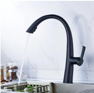 Matte Black Printed Rotatable Single Handle Pull Out Kitchen Sink Tap TA283B