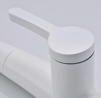 White Printed Rotatable Single Handle Pull Out Kitchen Sink Tap TA283W