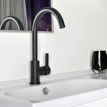 Brass Marble Painted Black Rotatable Kitchen Sink Tap TA2980 - Click Image to Close