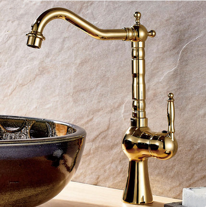 Antique European Style Brass Golden Mixer Water Kitchen Sink Tap TA299G - Click Image to Close