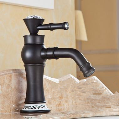 Brass Antique Black Bronze Bathroom Sink Tap Mixer Porcelain Tap TA3055