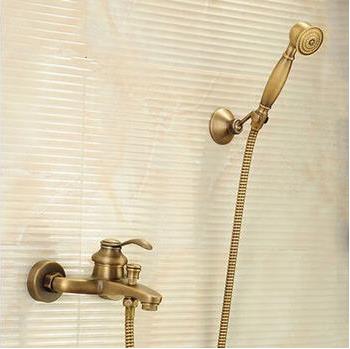 Antique Brass Bathtub Tap With Hand Shower Mixer Water Bathroom Tap TA3075U - Click Image to Close