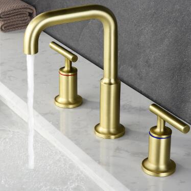 Antique Brass Matte Golden Three-pieces Bathroom Sink Taps Bath Taps TA348M - Click Image to Close