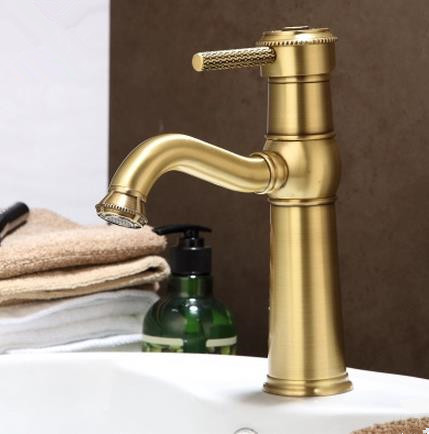 Antique Brass Carved European Style Mixer Water Bathroom Sink Tap TA379L - Click Image to Close