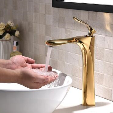 Antique Basin Taps Bathroom Brass Golden Mixer Sink Tap High Version TA3980H