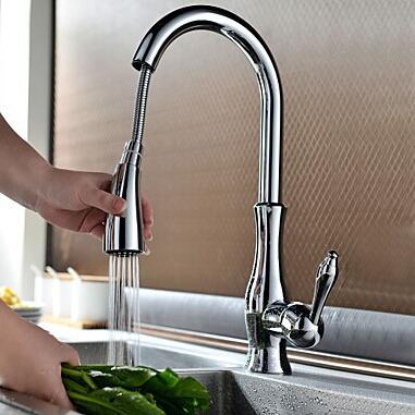 Contemporary Brass Chrome Kitchen Pull Out Mixer Sink Tap TA428C